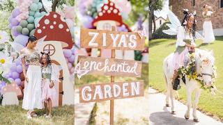 Magical Fairy Garden Birthday Party with a REAL UNICORN  Ziyas 8th Birthday [upl. by Anahsak]