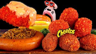 SUB Cheesy Cheetos Chicken Kielbasa Black Bean Noodle Party  REALMOUTH ANIMATION ASMR MUKBANG [upl. by Hoo804]