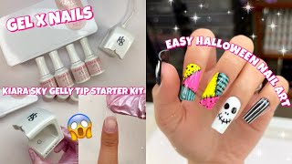 TRYING KIARA SKY MEDIUM SQUARE GELLY TIP NAIL STARTER KIT  STEP BY STEP GEL X NAIL TUTORIAL [upl. by Fineberg]