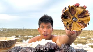 Mukbang Giant Sea Urchin with Spicy Sauce Eating Delicious Boy Tapang 🫐🥵🌶️ [upl. by Naimerej434]