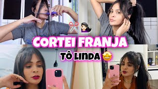 ✂️ COMO CORTAR FRANJA SOZINHA EM CASA 🥰 CURTAIN BANGS TENDÊNCIA 2024  visual novo para ano novo [upl. by Justino]