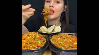 ASMR MOMOS  DUMPLINGS  KOREAN SPICY NOODLES MUKBANG mukbang asmr asmrfood noodles [upl. by Stoffel653]