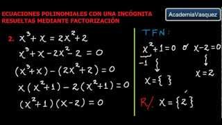 Ecuaciones Polinomiales con una Incógnita Resueltas mediante Factorización Parte 1 [upl. by Lucita651]