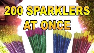 Lighting 200 Sparklers at Once [upl. by Aznecniv]