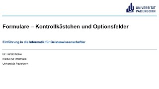 EIG Formulare – Kontrollkästchen und Optionsfelder [upl. by Annuahs]