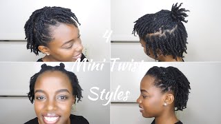 4 Quick Hairstyles For Mini Twists On Short 4c Natural Hair [upl. by Annahsad]