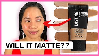 Rimmel Lasting Matte Foundation 8 Hour WEAR TESTWILL IT MATTE [upl. by Ynatsed]