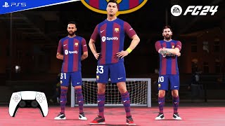 Ronaldo Messi Neymar vs Haaland Foden Grealish  Barcelona vs Man City  FIFA 24 FC 24 Volta [upl. by Iemaj]