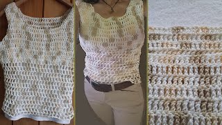 Tutoriel crochetJoli haut en filetCamisoleTopSortie de plage [upl. by Noirad484]