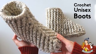 Crochet Beginner Boots  Slippers For Men And Women [upl. by Demy]