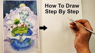 How To Draw Step By Step Environment Day  Pencil Drawing Tutorial Video [upl. by Lerraj]