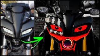 Yamaha MT 15 top modified  killer look  MT 15 bs6 headlight modification  body and sticker modify [upl. by Ferro]