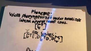 Phone ʟ̠̃ˤ voiced pharyngealized uvular nasalized lateral approximant consonant [upl. by Rubenstein760]