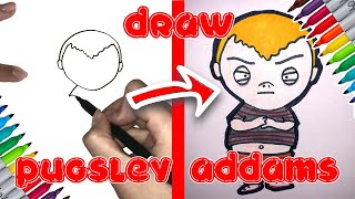 How to Draw Pugsley Addams from the ADDAMS FAMILY  Step By Step Drawing  DIY Easy Tutorial [upl. by Kissee]