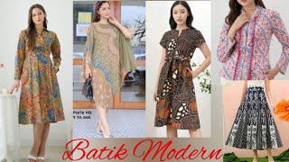 39 MODEL BAJU BATIK TUNIK BATIK KAFTAN BATIK DAN MOTIF KAIN BATIK [upl. by Ranice]