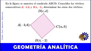 Hallar dos vértices de un cuadrado│Dados dos vértices consecutivos [upl. by Illa]