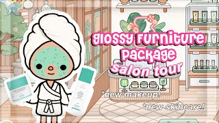 new glossy furniture pack tour  NEW SKINCARE AND MAKEUP  aesthetic toca routines [upl. by Hanson121]