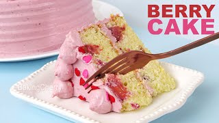 🍰 VANILLA CAKE with MIXED BERRIES  Creamy MixedBerry Cream Cheese Frosting  Dessert Recipe [upl. by Etam]