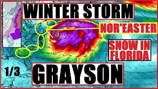 WINTER STORM GRAYSON NorEASTER FLORIDAMAINE SNOW BOMBOGENESIS Bomb Cyclone [upl. by Akcinat411]