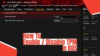 How To Enable  Disable TPM in BIOS [upl. by Aidiruy]