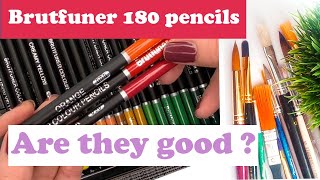 Brutfuner round 180 Color Pencils Review [upl. by Neesay503]