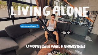 Living Alone Diaries Huge Shopee Haul Unboxing My New Camera amp Archies Birthday 🐶 [upl. by Anerul844]