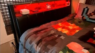 VASAGLE LED Bed Frame Full Size Storage Headboard and Charging Station Review [upl. by Ignatzia]