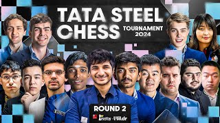 Tata Steel Chess 2024  Round 2  Pragg Gukesh Vidit Anish  Live commentary Sagar Amruta [upl. by Ellatsyrc]