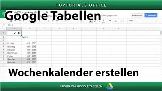 Dynamischen Wochenkalender erstellen Google Tabellen [upl. by Ayim]