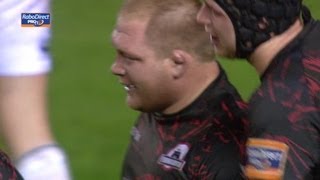 Prop WP Nel scores try from  yards   Edinburgh v Leinster 4th Jan 2013 [upl. by Sulihpoeht847]