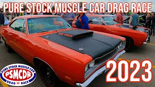 Pure Stock Muscle Car Drag Race 2023  PSMCDR at MidMichigan Motorplex [upl. by Lalib]