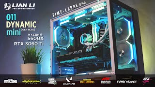 Building a 2800 ROG Gaming PC inside the LIAN LI 011 Dynamic MINI White R5 5600X RTX 3060Ti [upl. by Aidan]