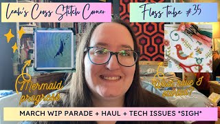 FlossTube 35 WIP Parade New starts amazing progress and MORE haul Plus tech issues ARGH [upl. by Jamel]