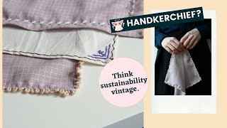 How to sew a Handkerchief with fabric scraps ✂️ COTTAGECORE Embroidery tutorial for beginners 🌼 [upl. by Ahseyt]