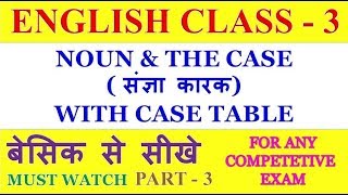 NOUN amp THE CASE  संज्ञा कारक II CASE TABLE  PART 3 II BASIC ENGLISH GRAMMAR RULES IN HINDI [upl. by Thun]