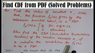 PDF to CDF Cumulative Distribution Function CDF Probability Density Function PDF CDF from PDF [upl. by Neelehtak337]