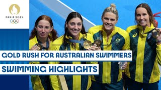 Golds galore for Australia on day 1 of swimming 🥇🇦🇺  Paris 2024 highlights [upl. by Yuzik241]