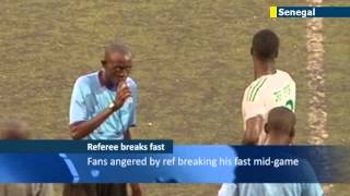 Senegal referee pauses football match in order to break Ramadan fast with onpitch snack [upl. by Yerroc721]