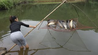 Top Videos Fishing Girl  Fishing Trips That Catch A Lot Of Fish Catch Big Fish  Survival Fishing [upl. by Atihcnoc]