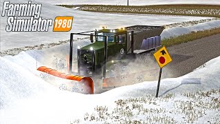 1980S MAJOR SNOW STORM DOT SNOW PLOWING WITH PLOW TRUCK  ROLEPLAY FARMING SIMULATOR 1980s [upl. by Ettenowtna277]