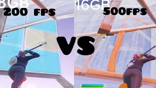 8GB Ram VS 16GB Ram Fortnite [upl. by Enerol]