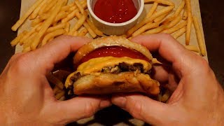 ASMR Eating a Homemade Double Cheese quotSmashquot Burger amp Fries No talking [upl. by Sesmar]