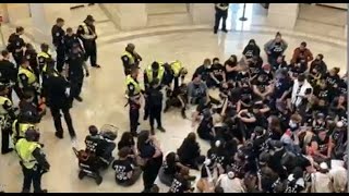 ProPalestinian protest underway at Cannon Rotunda on Capitol Hill USCP detains some demonstrators [upl. by Randal597]