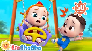 Lia and ChaCha at the Outdoor Playground  Slide Swing Seesaw  Song Compilation  Nursery Rhymes [upl. by Brause]