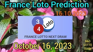 France Loto Prediction For 16 October 2023  HOT NUMBERS 16102023 [upl. by Notsniw]