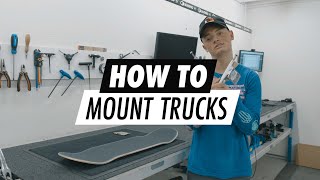 How to Mount Skateboard Trucks 🛹 skateboarding [upl. by Selokcin756]