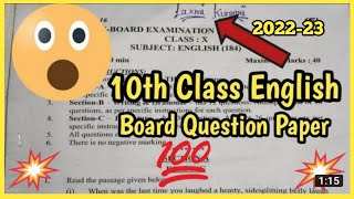 10th class english question paper 2022  english sample paper class 10 2022 class10paper2023 [upl. by Netneuq]