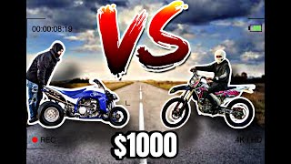 DRAG RACING STOCK YZ450 VS BUILT YFZ 450 FOR 1000 [upl. by Beasley]