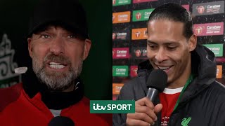 We have a BROMANCE  Jurgen Klopp and Virgil van Dijk after Liverpools Carabao Cup win [upl. by Richards]