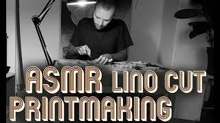 Unintentional ASMR  Lino cut Printmaking process by Emils Salmins [upl. by Brandon957]